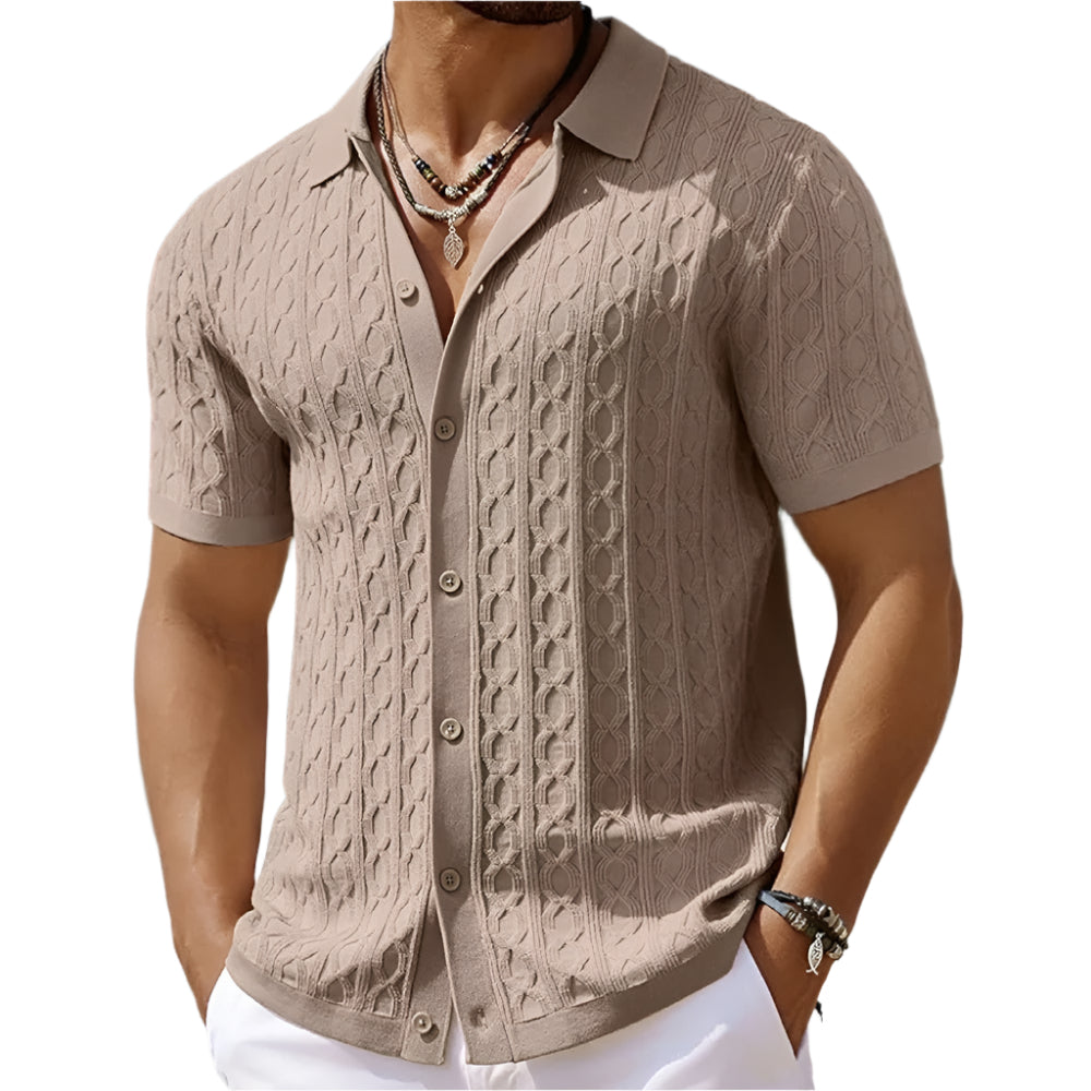 Polo en maille jacquard rétro et stylé pour homme