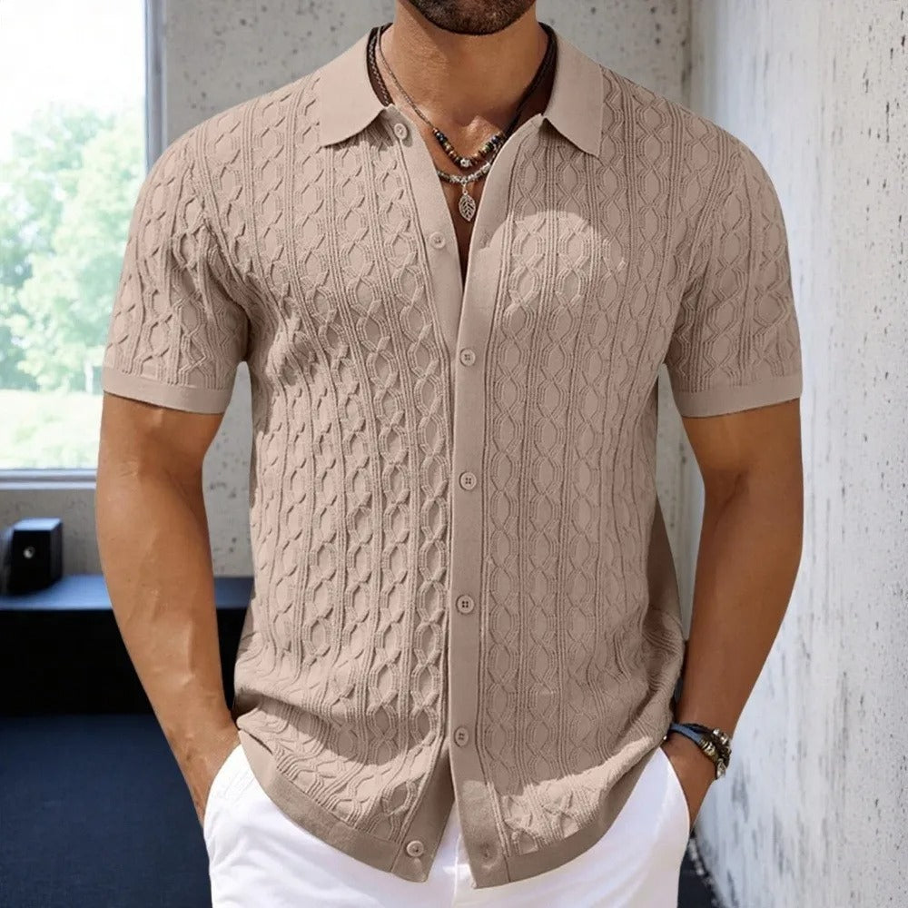Polo en maille jacquard rétro et stylé pour homme