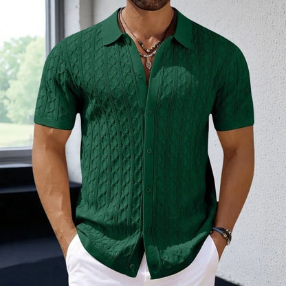 Polo en maille jacquard rétro et stylé pour homme