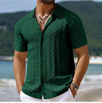 Polo en maille jacquard rétro et stylé pour homme