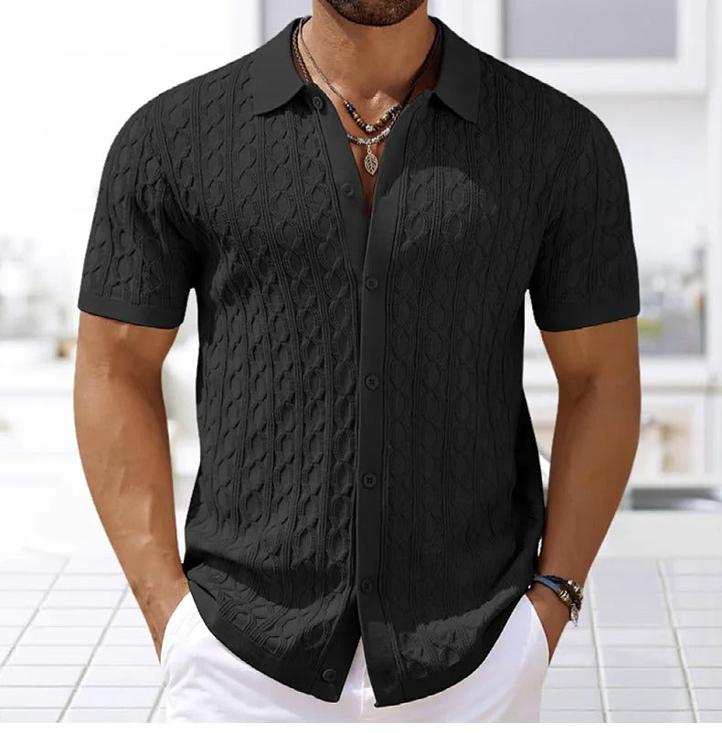 Polo en maille jacquard rétro et stylé pour homme
