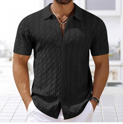 Polo en maille jacquard rétro et stylé pour homme