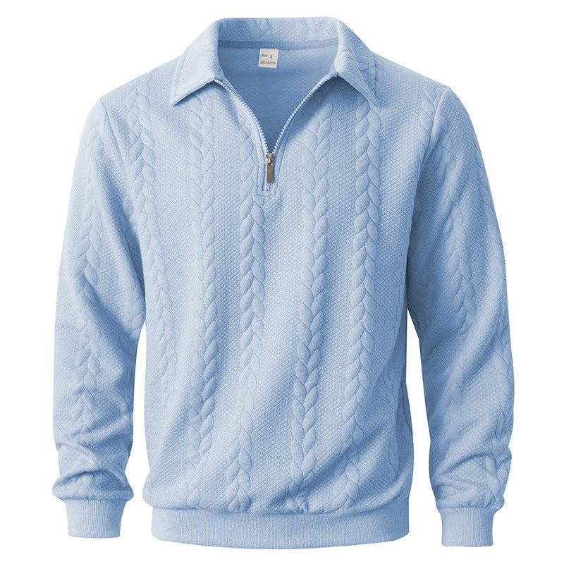 Polo homme à demi-zip et motif torsadé