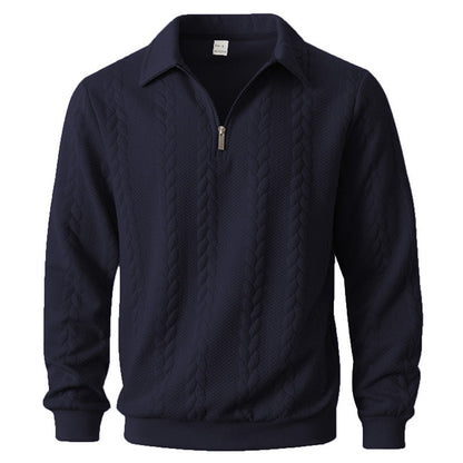 Polo homme à demi-zip et motif torsadé