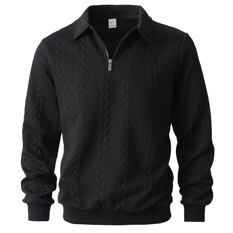 Polo homme à demi-zip et motif torsadé