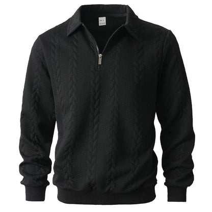 Polo homme à demi-zip et motif torsadé