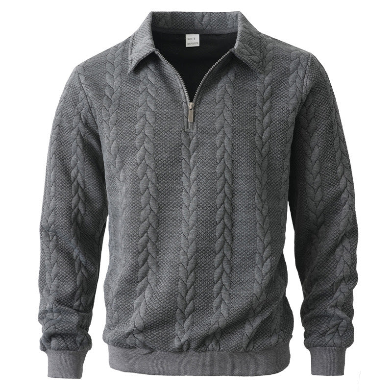 Polo homme à demi-zip et motif torsadé
