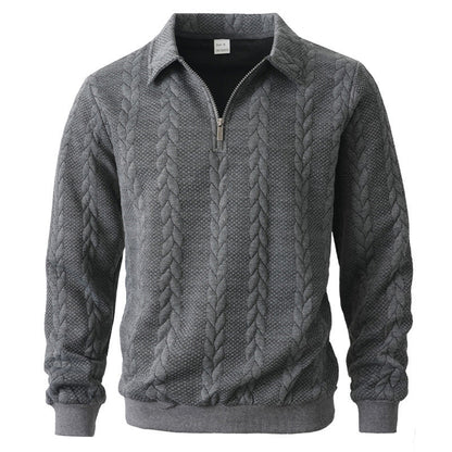 Polo homme à demi-zip et motif torsadé
