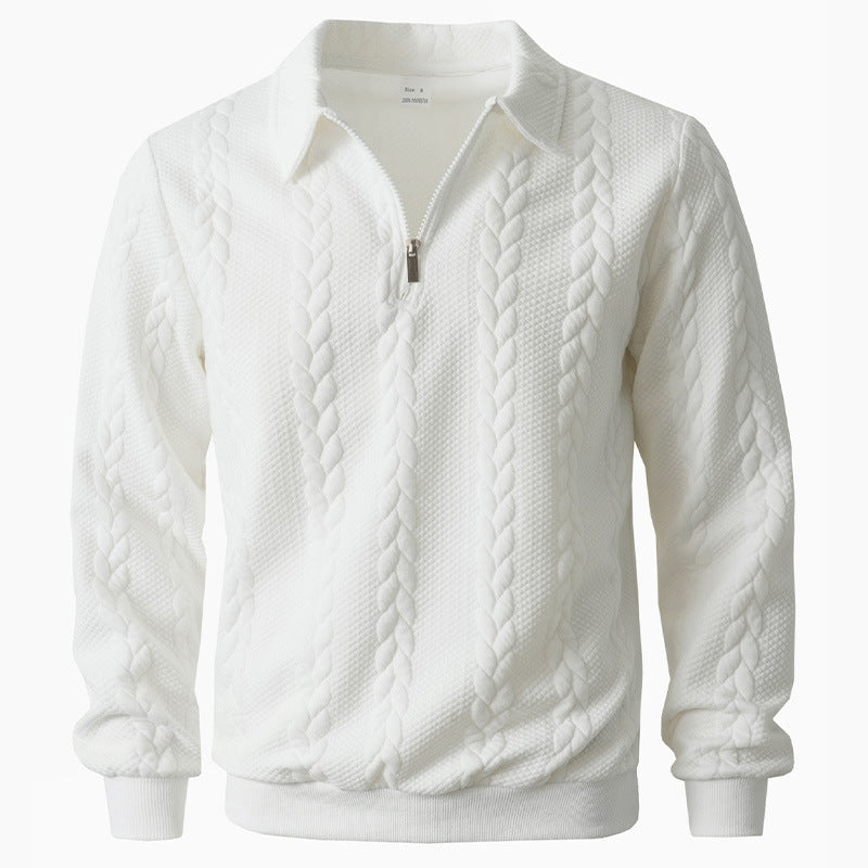 Polo homme à demi-zip et motif torsadé