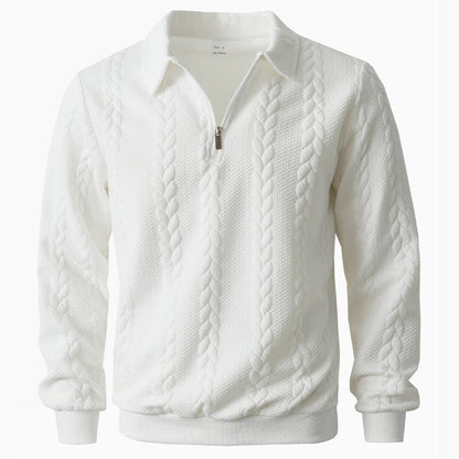 Polo homme à demi-zip et motif torsadé