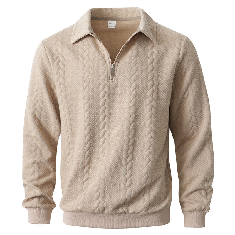 Polo homme à demi-zip et motif torsadé