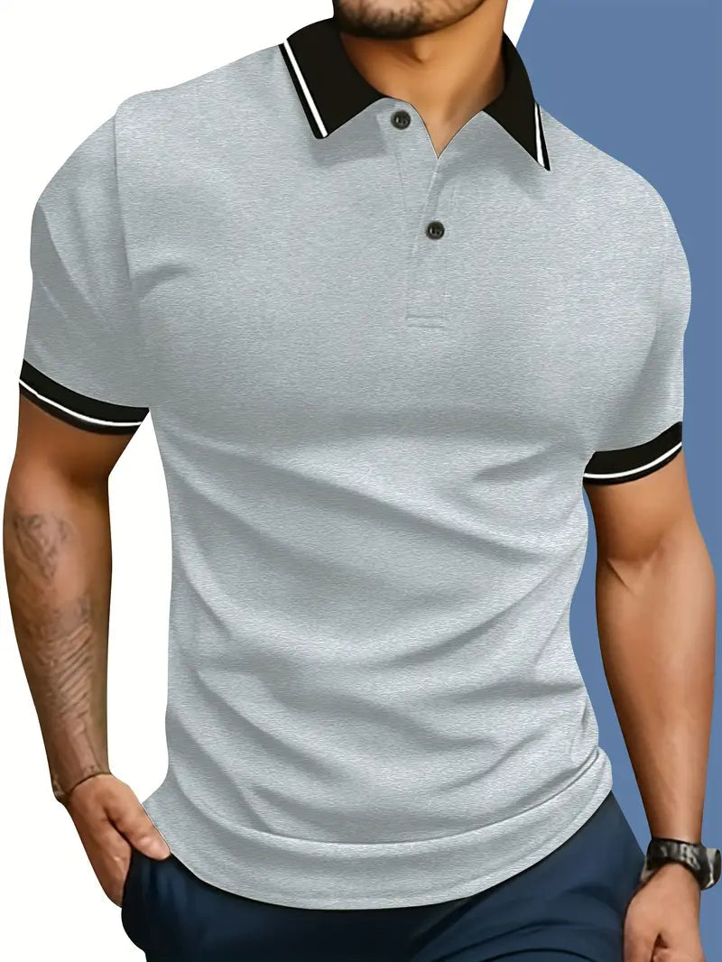 Polo homme à liseré contrasté