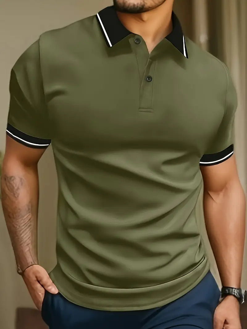 Polo homme à liseré contrasté