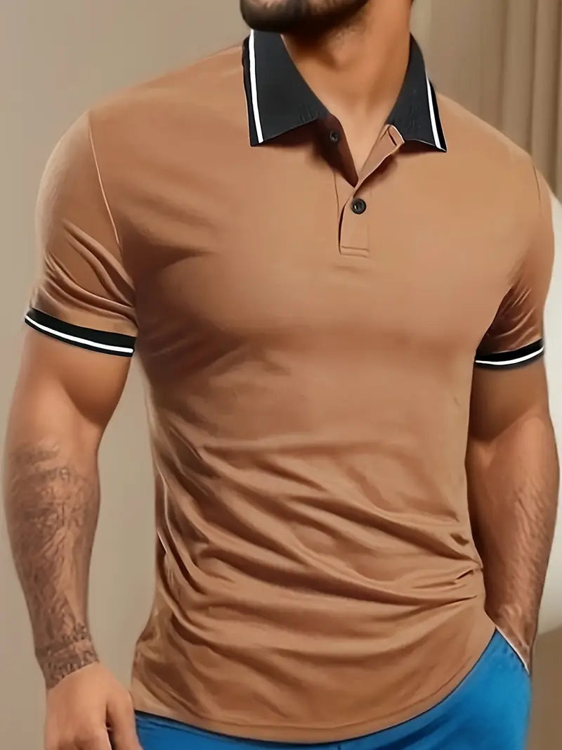 Polo homme à liseré contrasté