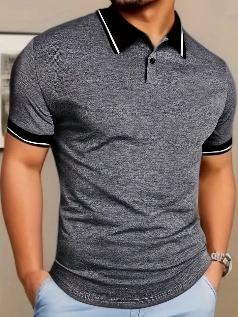 Polo homme à liseré contrasté