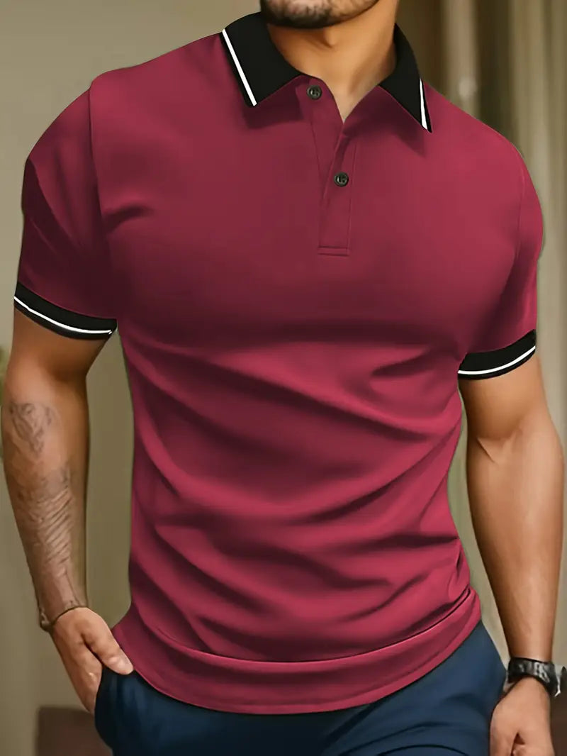 Polo homme à liseré contrasté