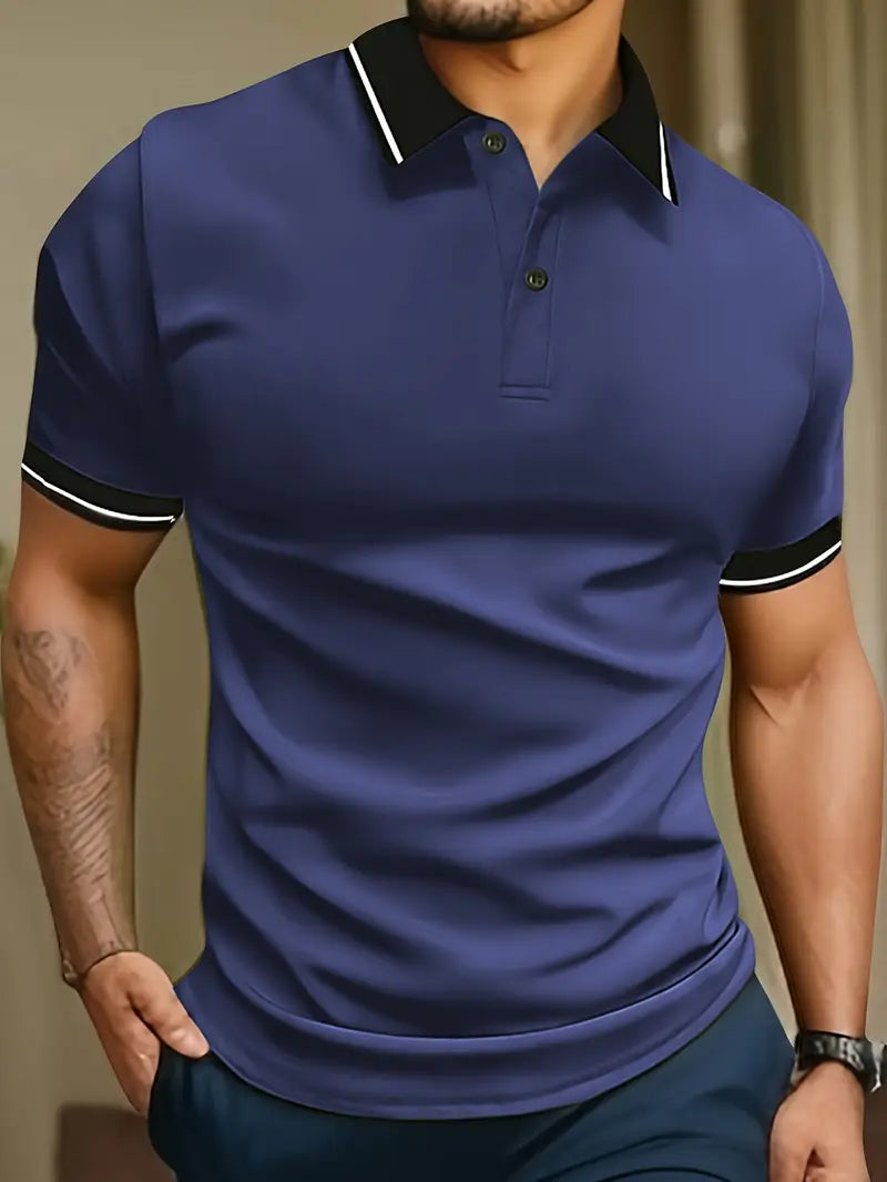 Polo homme à liseré contrasté