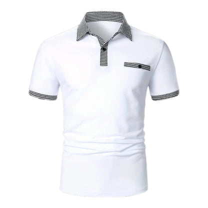 Polo homme à manches courtes motif pied-de-poule