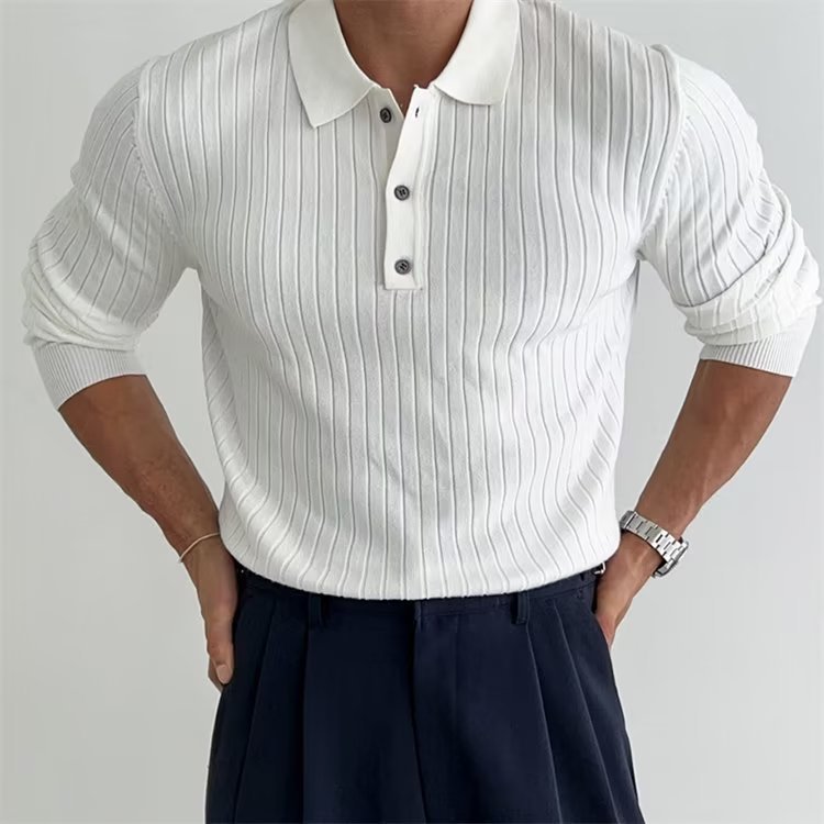 Polo homme à manches longues coupe slim