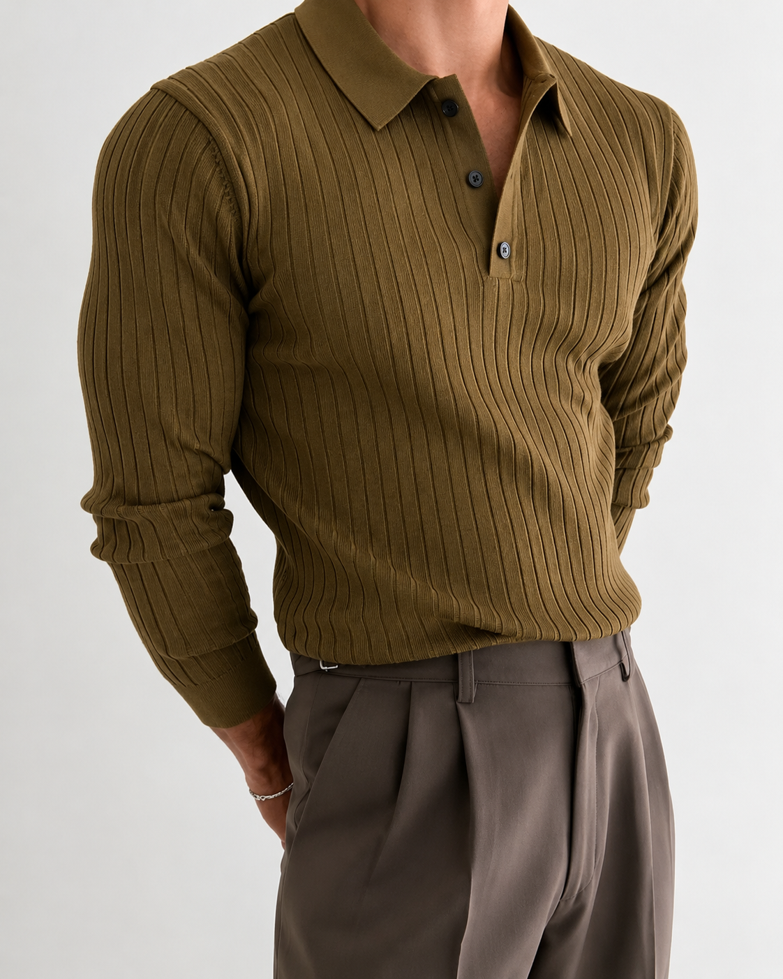 Polo homme à manches longues coupe slim