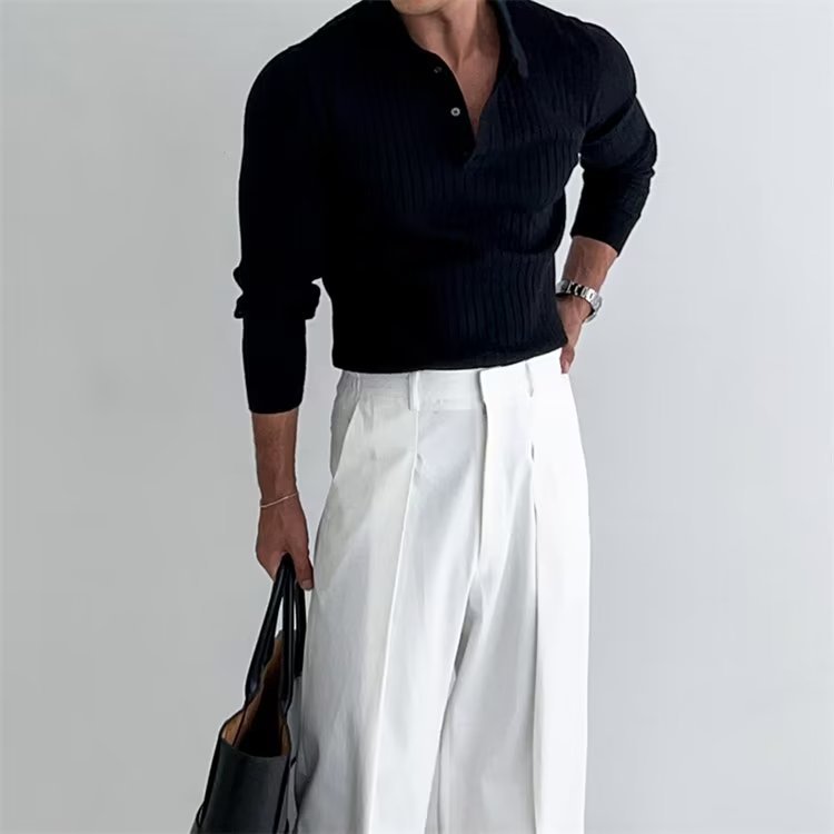 Polo homme à manches longues coupe slim