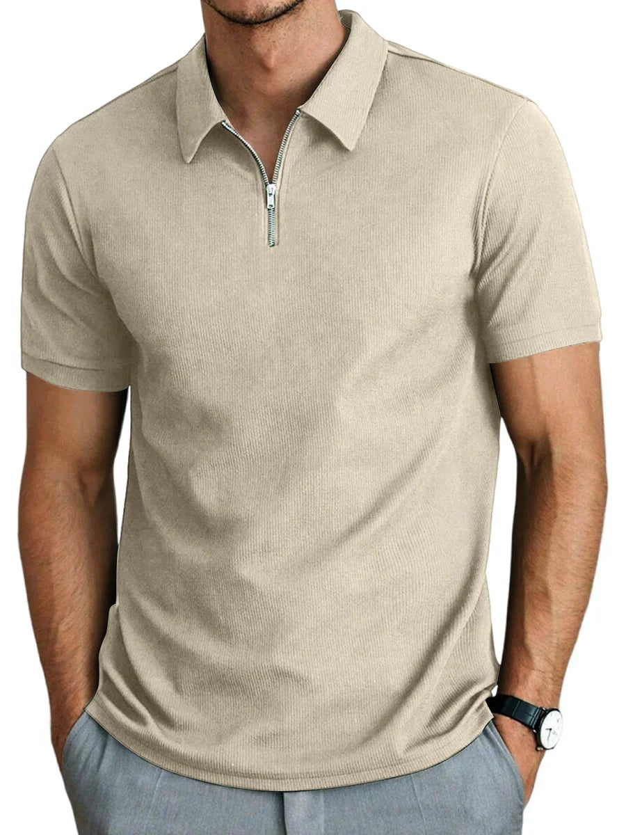 Polo zippé à manches courtes pour homme