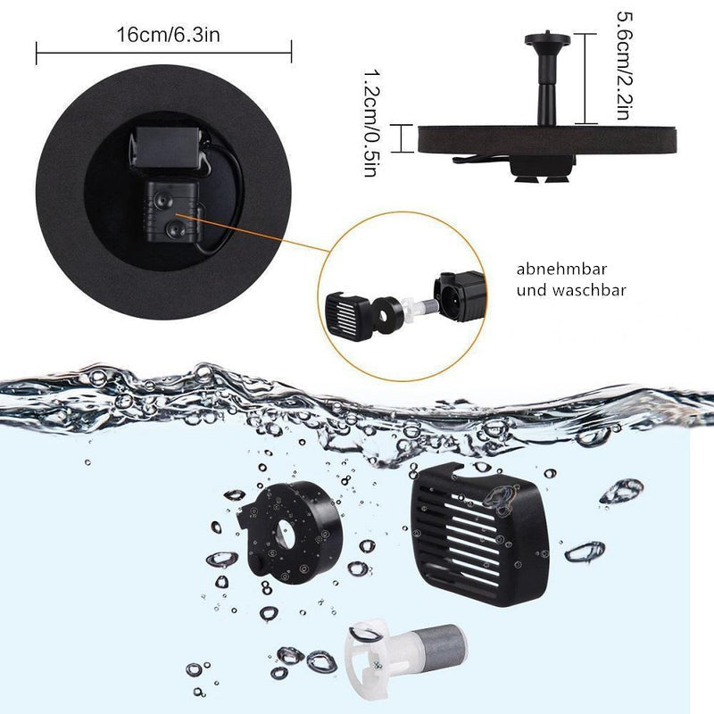 Pompe de fontaine solaire WaterSoft – pour bassin, bain d’oiseaux ou décoration de jardin