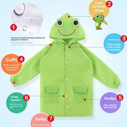 Poncho-cape de pluie imperméable à capuche pour enfants à motif cartoon