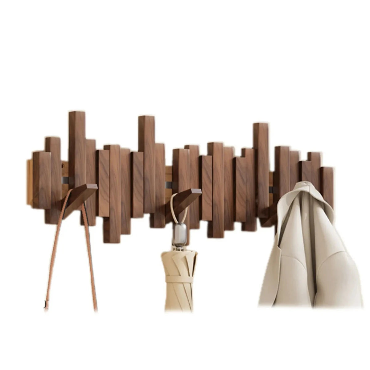 Porte-manteau mural style piano - noyer/hêtre - design élégant