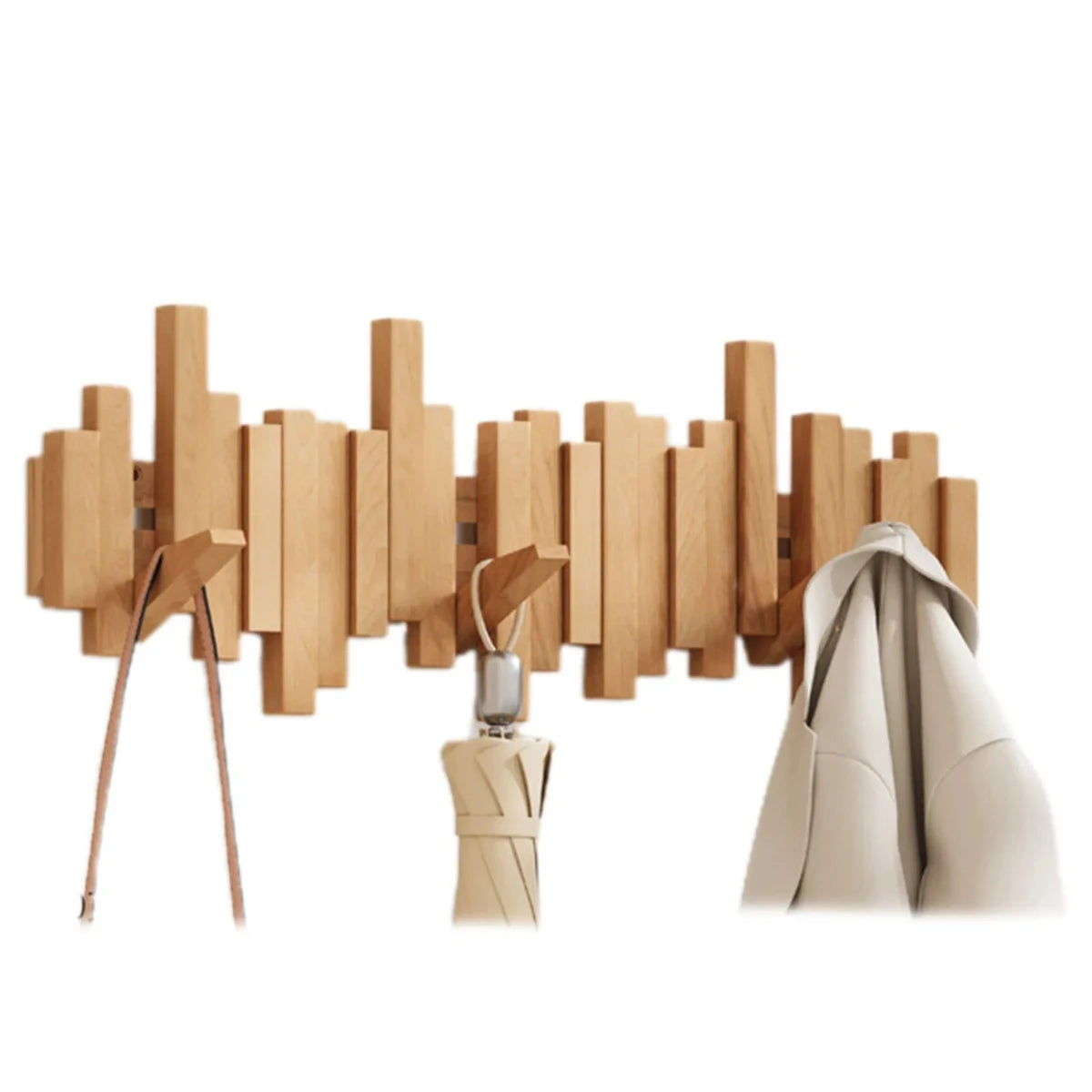 Porte-manteau mural style piano - noyer/hêtre - design élégant