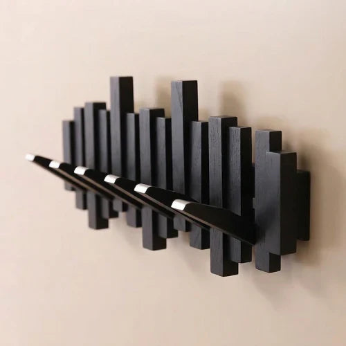 Porte-manteau mural style piano - noyer/hêtre - design élégant