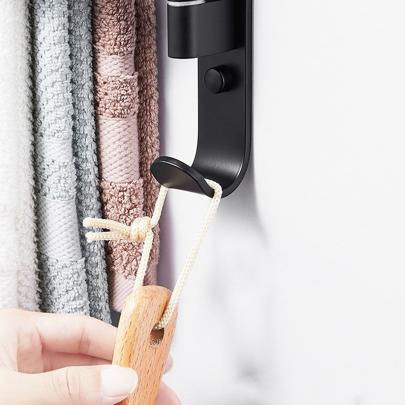 Porte-serviettes réglable à 5 bras en métal noir pour salle de bains