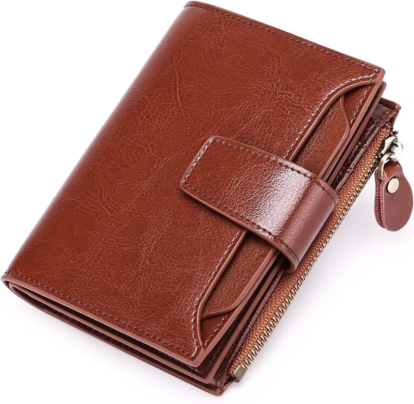 Portefeuille compact en cuir véritable à plusieurs compartiments