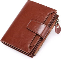 Portefeuille compact en cuir véritable à plusieurs compartiments
