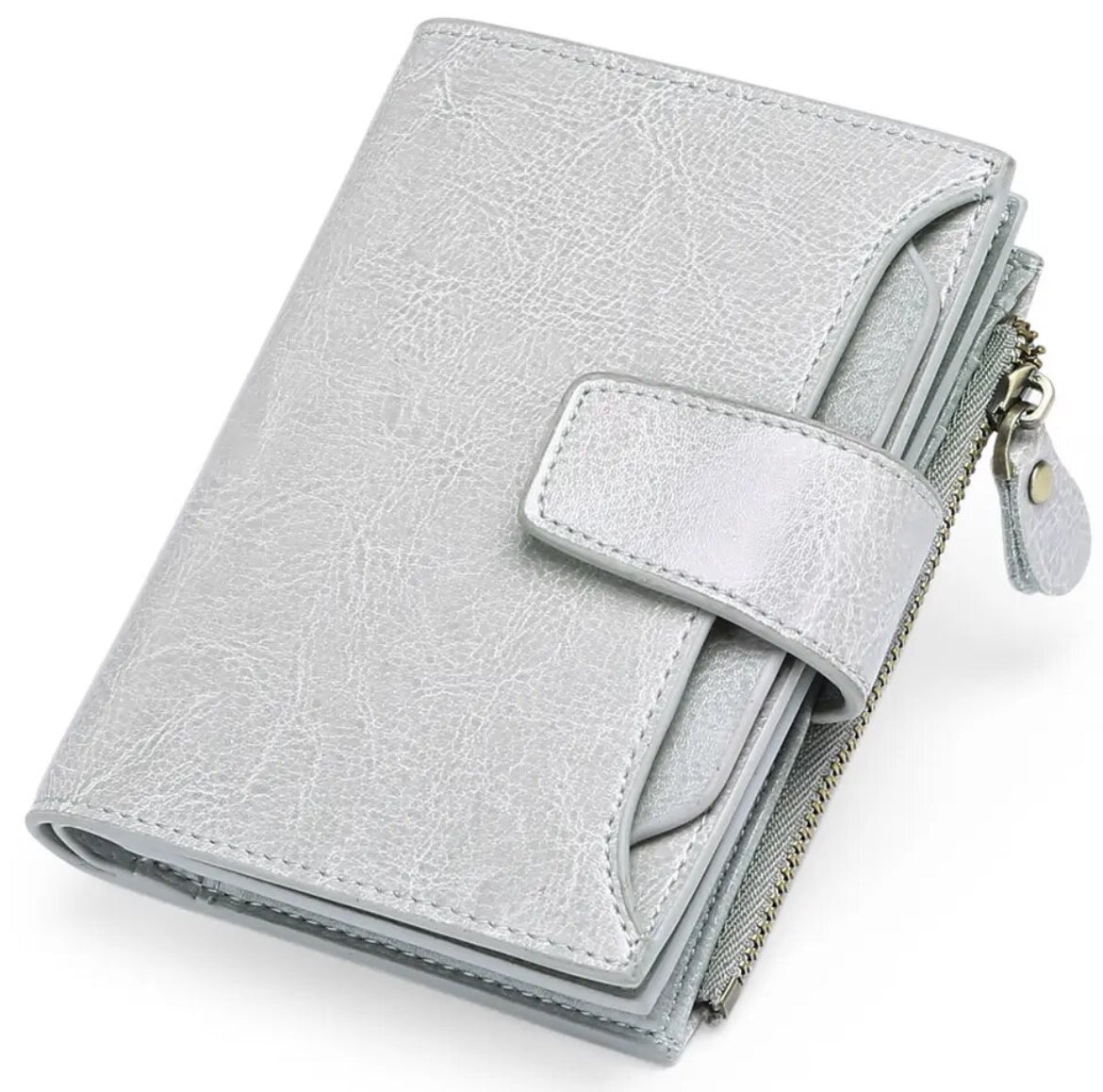 Portefeuille compact en cuir véritable à plusieurs compartiments