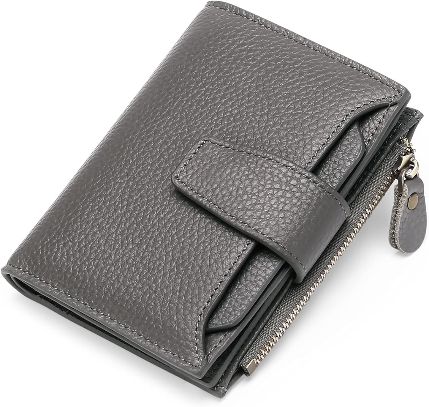 Portefeuille compact en cuir véritable à plusieurs compartiments