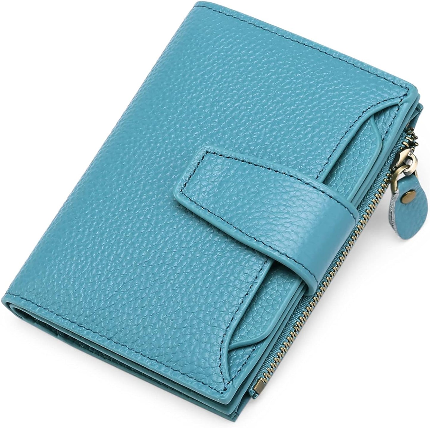 Portefeuille compact en cuir véritable à plusieurs compartiments