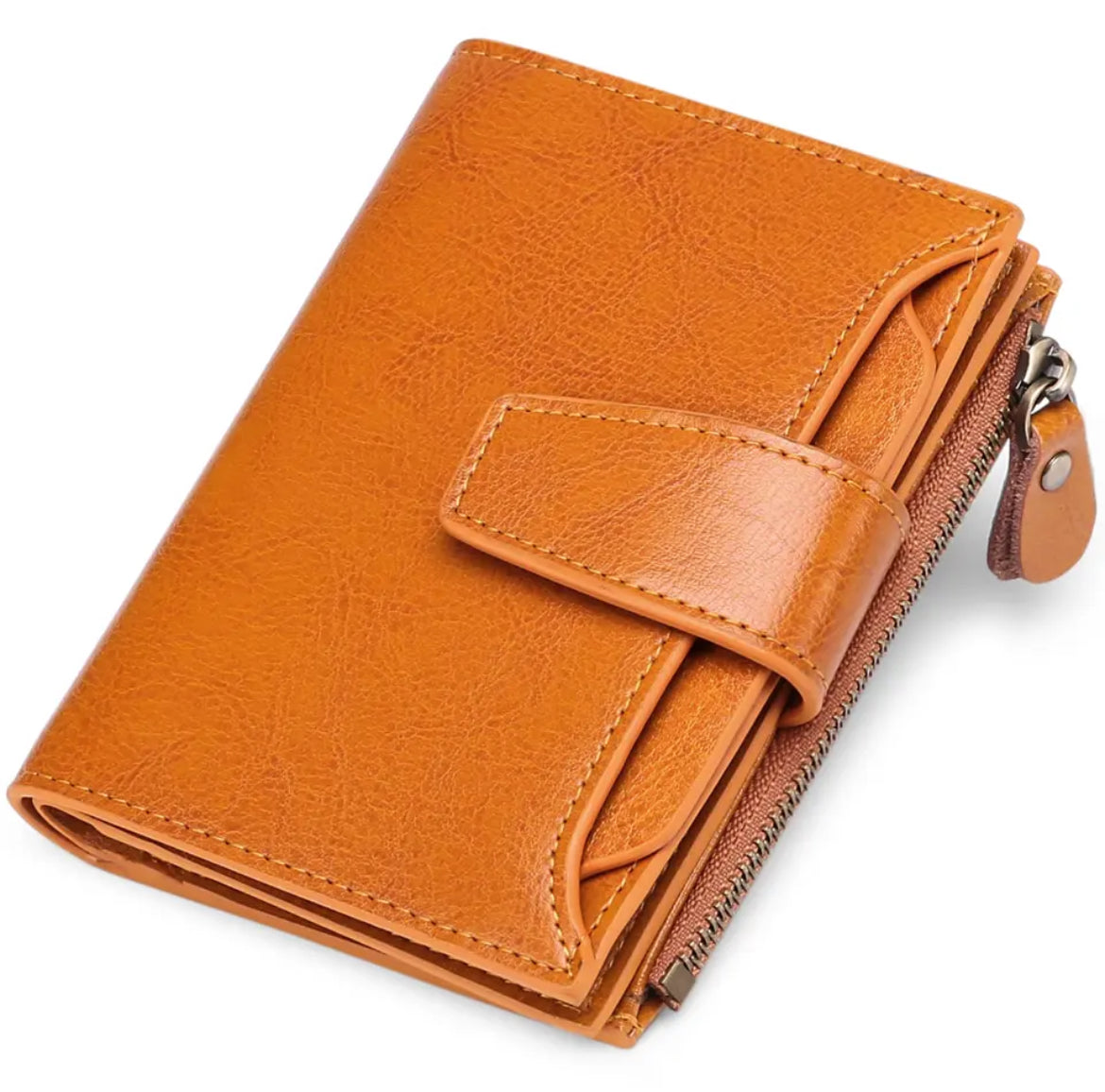 Portefeuille compact en cuir véritable à plusieurs compartiments
