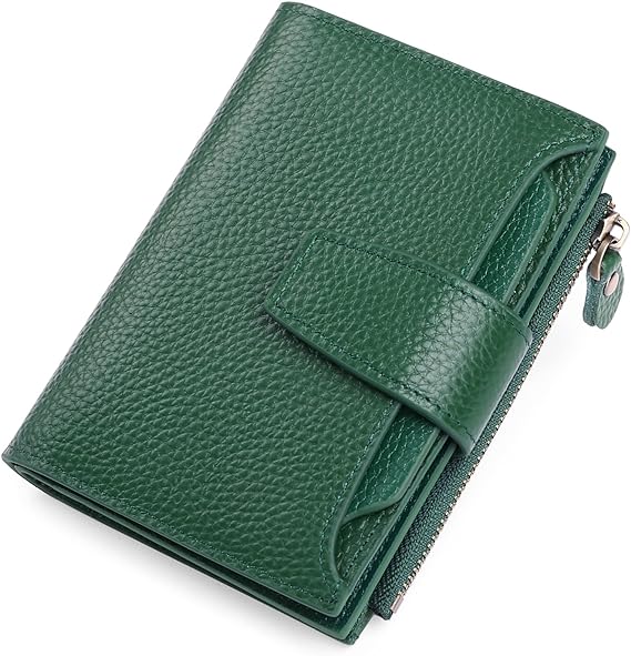 Portefeuille compact en cuir véritable à plusieurs compartiments
