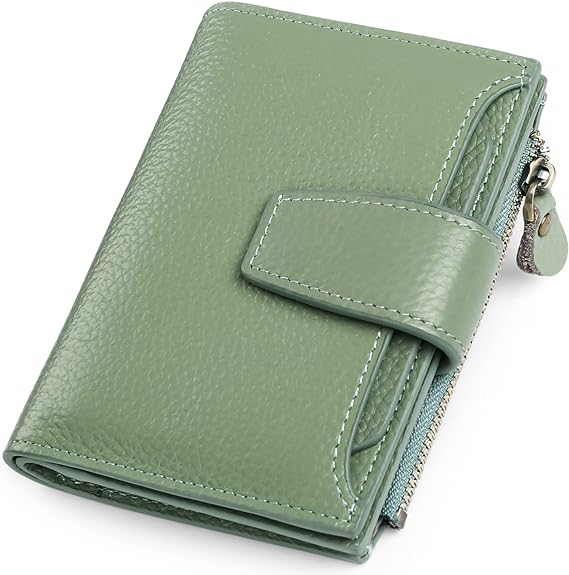 Portefeuille compact en cuir véritable à plusieurs compartiments
