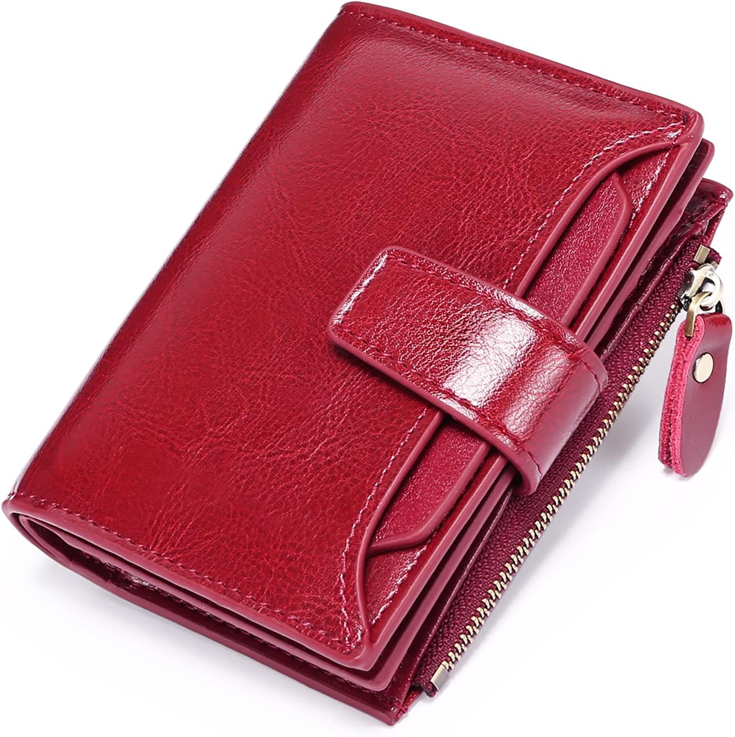Portefeuille compact en cuir véritable à plusieurs compartiments