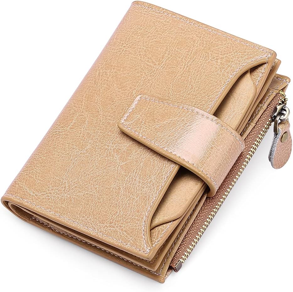 Portefeuille compact en cuir véritable à plusieurs compartiments