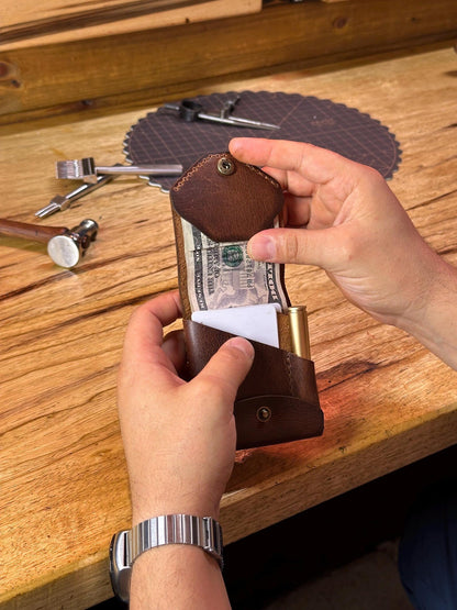 Portefeuille en cuir pleine fleur fait à la main avec emplacement pour stylo