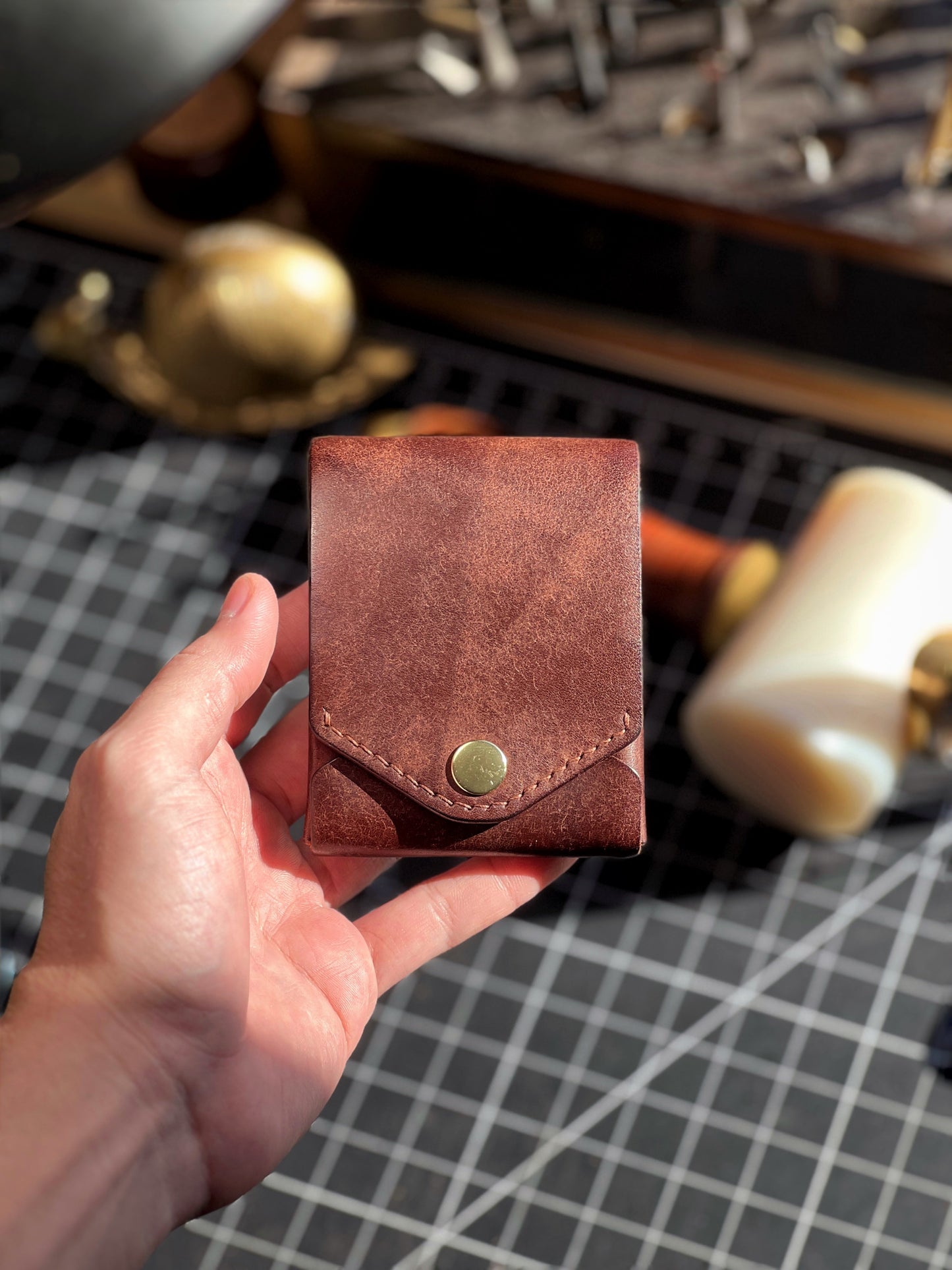 Portefeuille en cuir pleine fleur fait à la main avec emplacement pour stylo