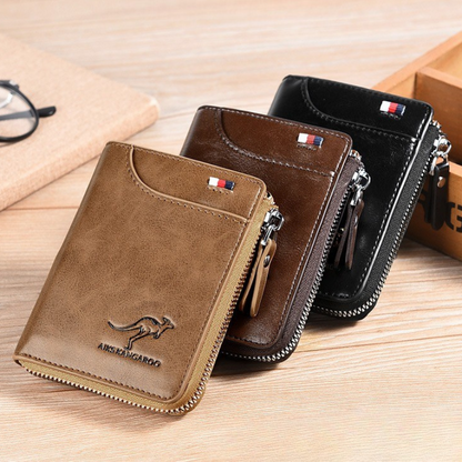 Portefeuille homme en cuir véritable avec protection RFID anti-vol
