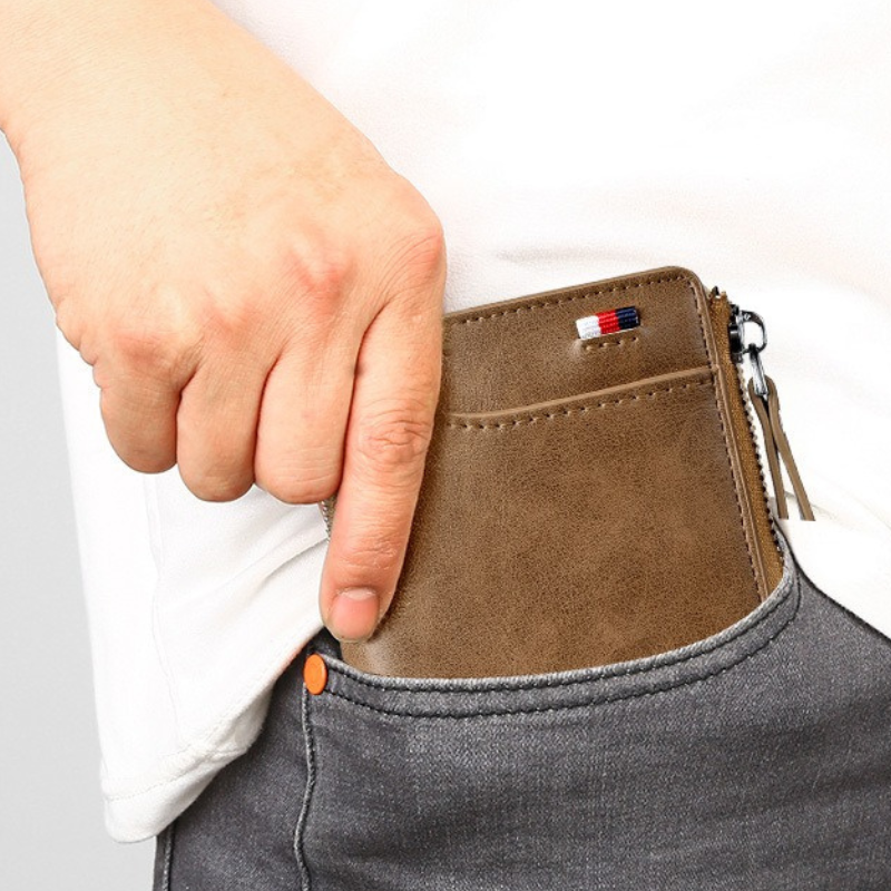 Portefeuille homme en cuir véritable avec protection RFID anti-vol