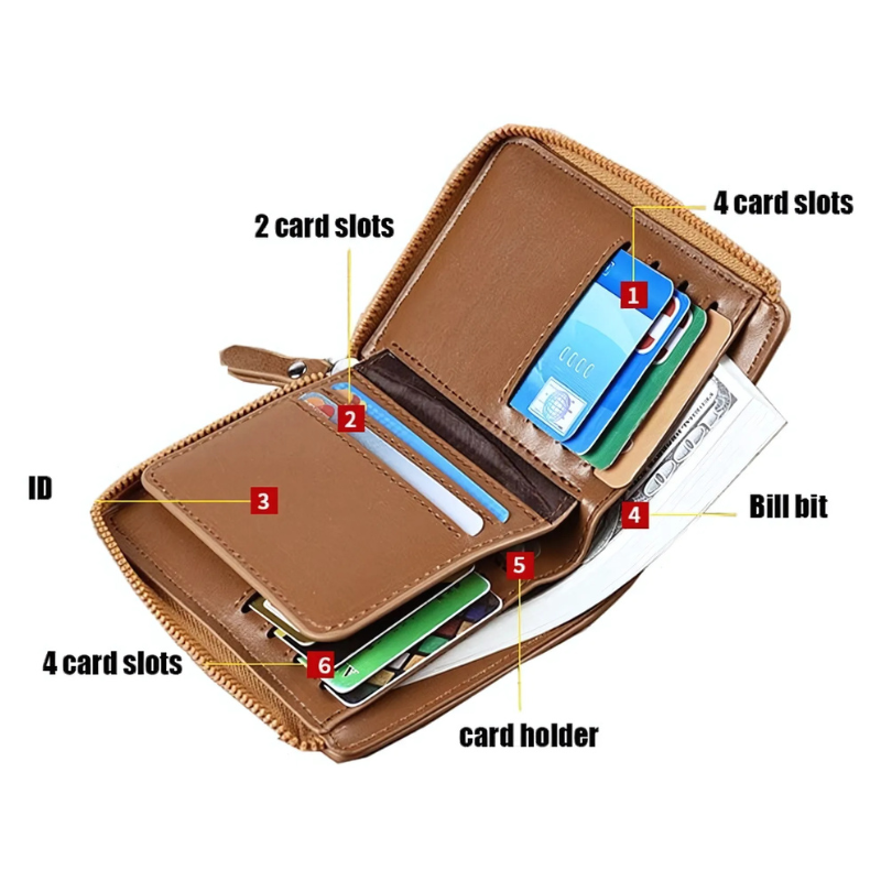 Portefeuille homme en cuir véritable avec protection RFID anti-vol