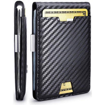 Portefeuille pour homme en fibre de carbone avec pince à billets