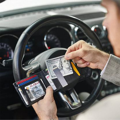 Portefeuille pour homme en fibre de carbone avec pince à billets