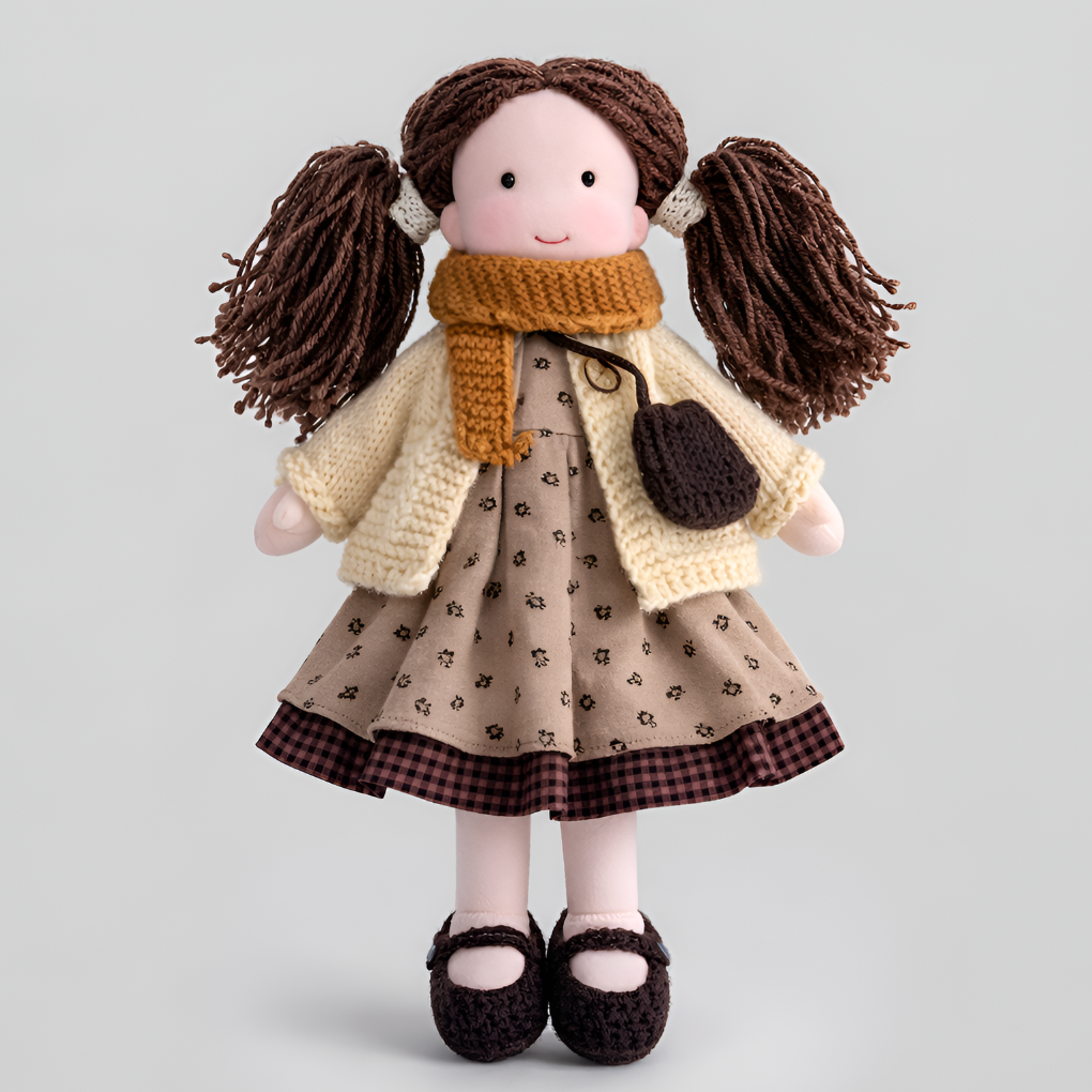 Poupée Waldorf câline avec gilet en maille douce